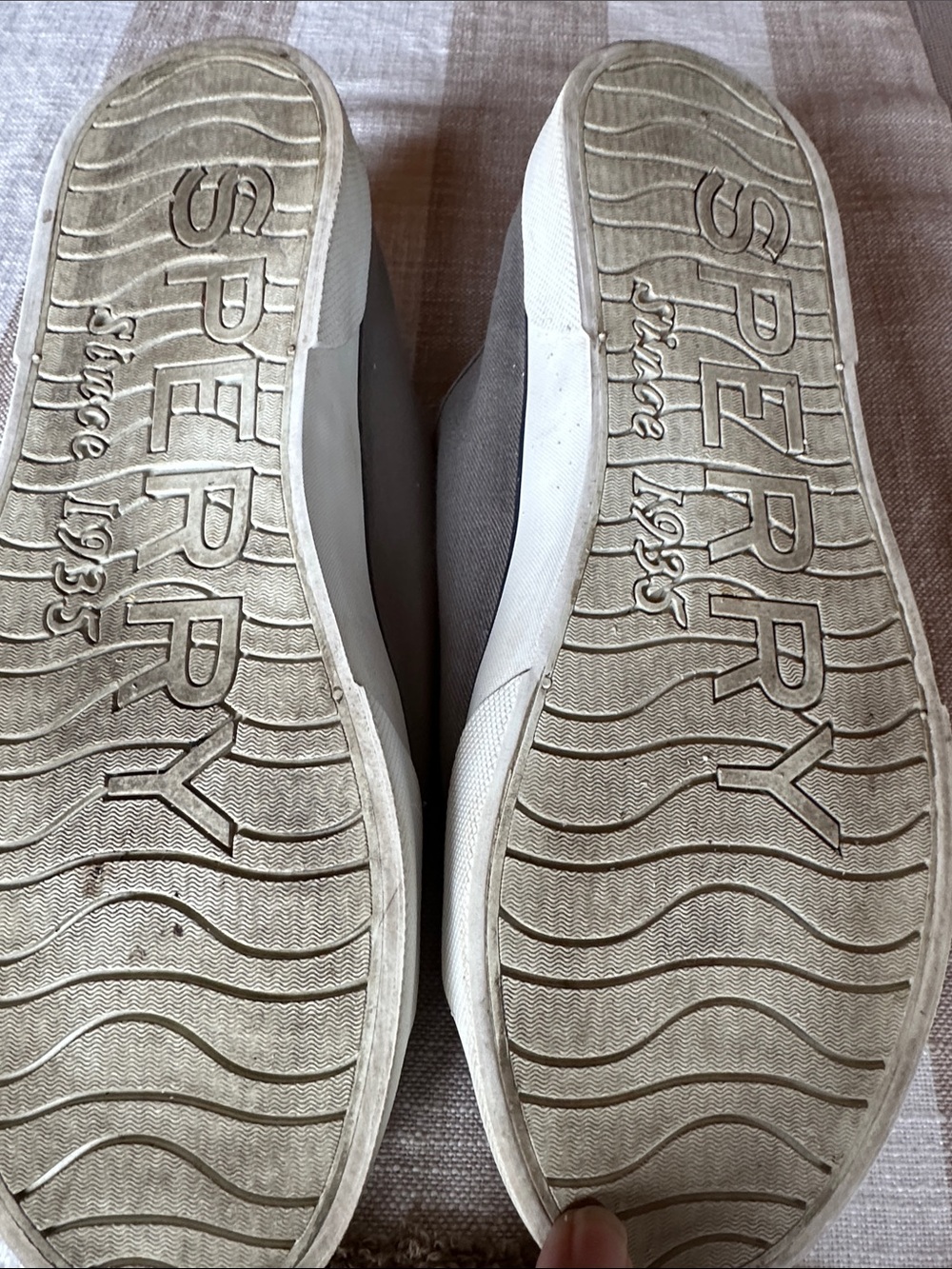 Sperry womens gray Canvas Boat Shoes with Tan Leather Laces size 10 - Picture 8 of 8
